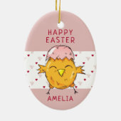 Niedlicher Osterkick mit Oggshell Herzlichen Glück Keramik Ornament (Hinten)