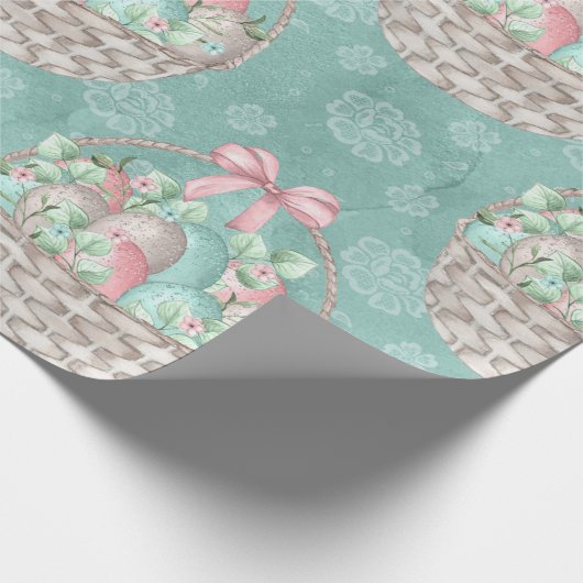 Niedlicher Osterkorb Geschenkpapier (Ecke)