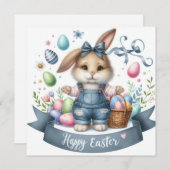 Niedlicher Osterkorb Sonnenhimmel Illustration Feiertagskarte (Vorne/Hinten)