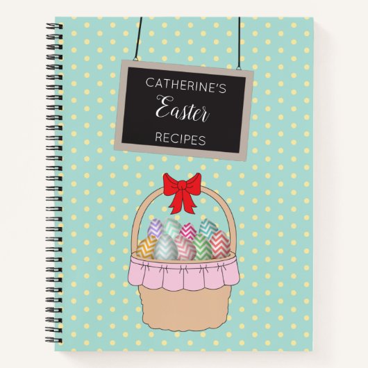 Niedlicher Osterkorb und Pastell Ostereier Rezept Notizblock (Vorderseite)