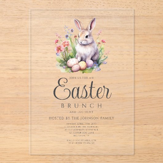 Niedlicher Osternbrunch und Eierjagd Acryleinladungen (Vorderseite)