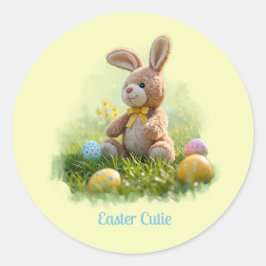 Niedlicher Ostersonnenhase Runder Aufkleber