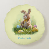 Niedlicher Ostersonnenhase Rundes Kissen (Rückseite)