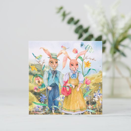 Niedlicher Osterurlaub Feiertagskarte (Stehend Vorderseite)