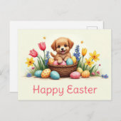 Niedlicher Osterwelpen Ei Korb Postkarte (Vorne/Hinten)