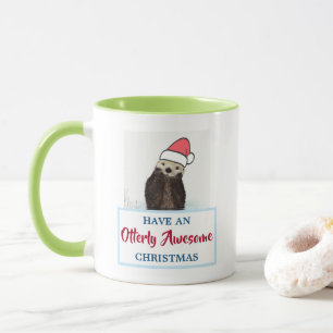 Niedlicher Otter, der ein Tasse