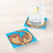 Niedlicher Otter Glass Untersetzer (Schrägansicht)
