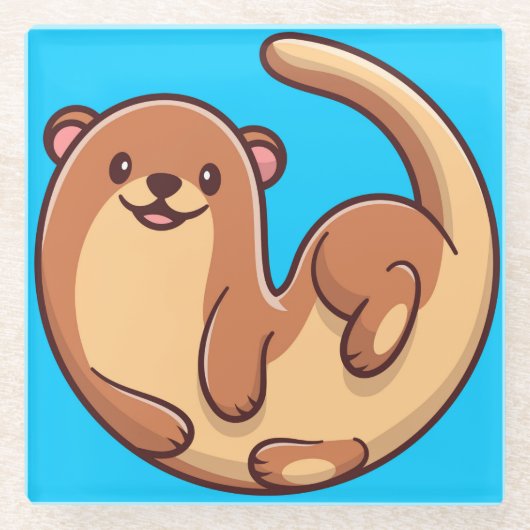 Niedlicher Otter Glass Untersetzer (Vorderseite)