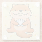 Niedlicher Otter Glass Untersetzer (Rückseite)