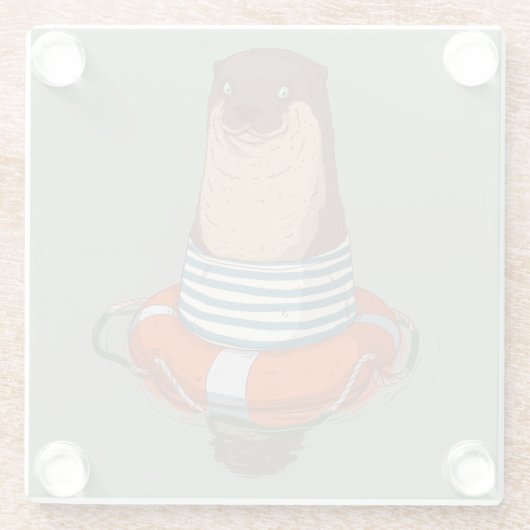 Niedlicher Otter Glass Untersetzer (Rückseite)