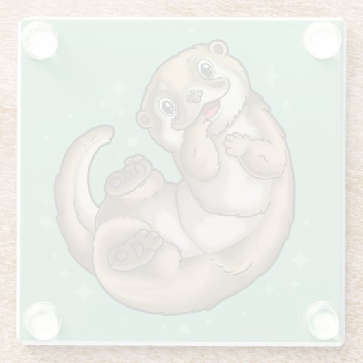 Niedlicher Otter Glass Untersetzer (Rückseite)