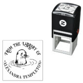 Niedlicher Otter Head Round Library Name Permastempel (Beispiel)