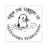 Niedlicher Otter Head Round Library Name Permastempel (Design)
