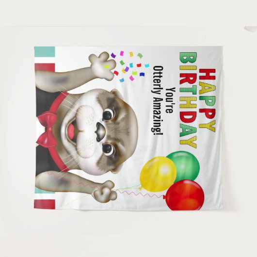 Niedlicher Otter im Hintergrund des Tuxedo-Kinderg Wandteppich (Vorderseite (Horizontal))