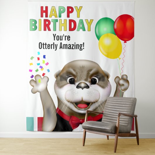 Niedlicher Otter im Hintergrund des Tuxedo-Kinderg Wandteppich (Beispiel)