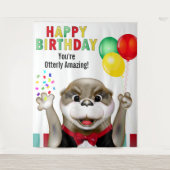 Niedlicher Otter im Hintergrund des Tuxedo-Kinderg Wandteppich (Vorderseite)