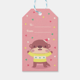 Niedlicher Otter im Weihnachtskalender Geschenkanhänger