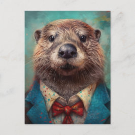 Niedlicher Otter in einem Anzug Postkarte