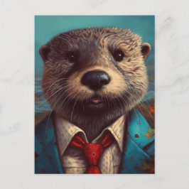 Niedlicher Otter in einem Anzug Postkarte