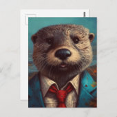 Niedlicher Otter in einem Anzug Postkarte (Vorne/Hinten)