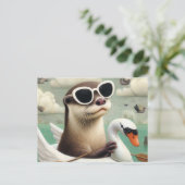 Niedlicher Otter in einem Schwan Postkarte (Stehend Vorderseite)