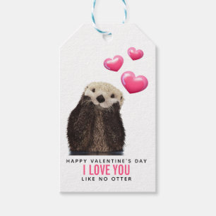 Niedlicher Otter mit Herz Valentinstag Pun Geschenkanhänger