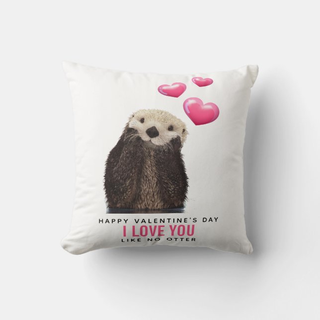 Niedlicher Otter mit HerzValentinstag Kissen (Vorderseite)