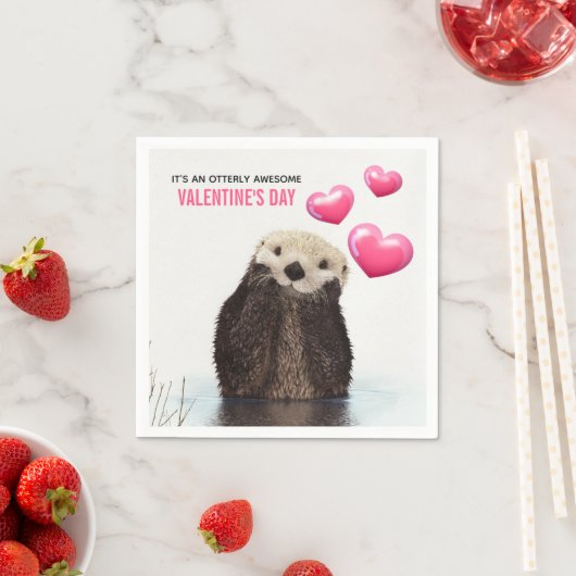 Niedlicher Otter mit HerzValentinstag Serviette (Beispiel)