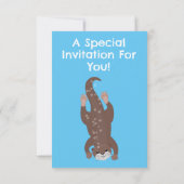 Niedlicher Otter personalisierter Cartoon Geburtst Einladung (Rückseite)