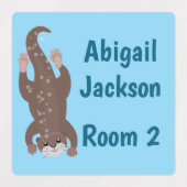 Niedlicher Otter Tauchen personalisierter Cartoon Etiketten (Design 2)