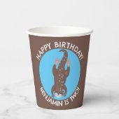 Niedlicher Otter Tauchen personalisierter Cartoon  Pappbecher (Rückseite)