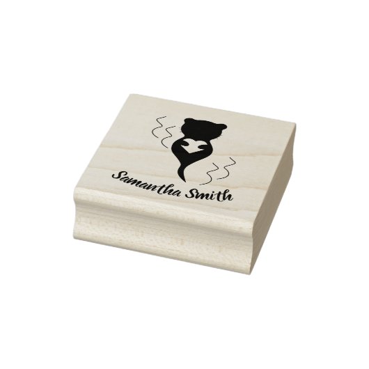 Niedlicher Otter umarmt ein rosa Herz Gummistempel (Stempel)