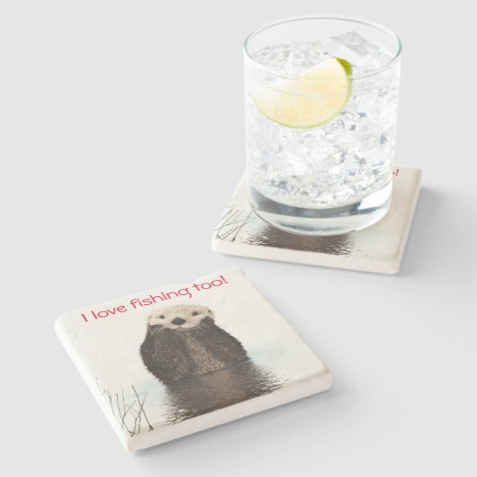 Niedlicher Otter-Untersetzer Steinuntersetzer (Seitenansicht)