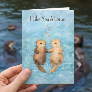 Niedlicher Otter Valentinstag Tierliebe Feiertagskarte