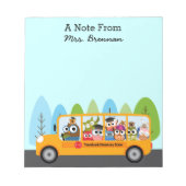 Niedlicher Owl School-Busfahrer Notizblock (Vorderseite)