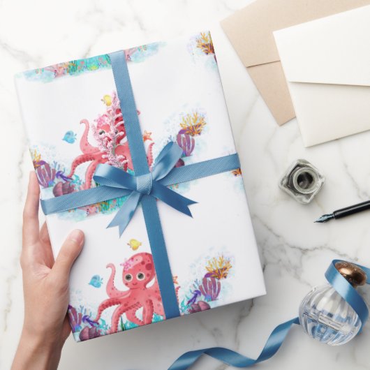 Niedlicher Ozeanbaby Octopus bunt Geschenkpapier (Schenken)