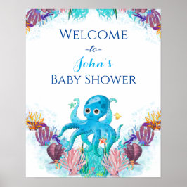 Niedlicher Ozeanbaby Octopus farbenfrohe Willkomme Poster