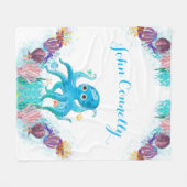 Niedlicher Ozeanjunge Octopus bunt Fleecedecke (Vorderseite (Horizontal))