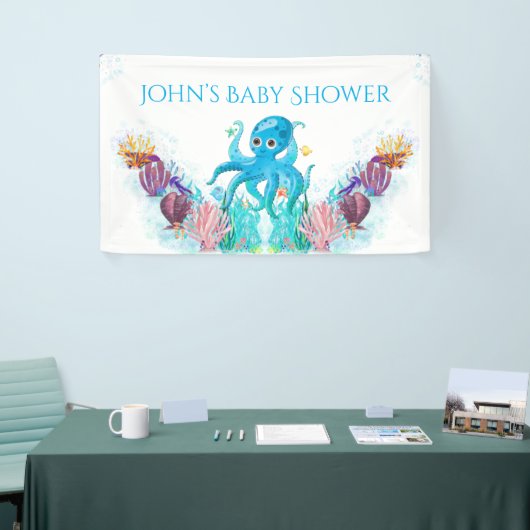 Niedlicher Ozeanjunge Octopus Farbenfrohe Babydusc Banner (Messeveranstaltung)