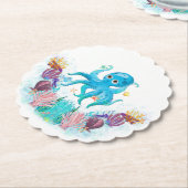 Niedlicher Ozeantopus mit bunten Muscheln Pa Untersetzer (angewinkelt)