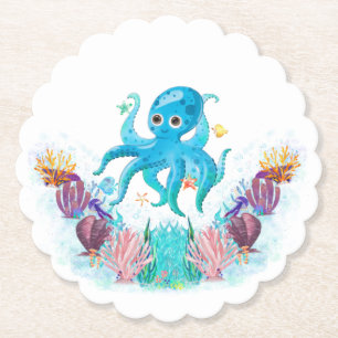 Niedlicher Ozeantopus mit farbenfrohen Muscheln Untersetzer