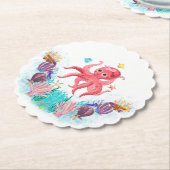 Niedlicher Ozeantopus mit farbenfrohen Muscheln Untersetzer (angewinkelt)