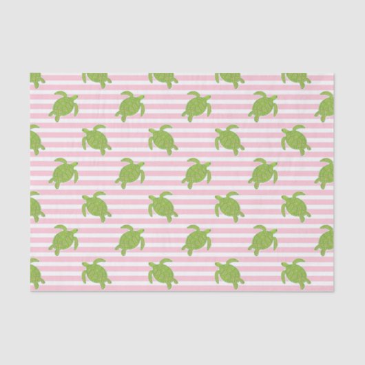 Niedlicher Palm Beach Rosa Streifen und Schildkröt Seidenpapier (Vorderseite)