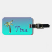 Niedlicher Palm Tree Blau und Lila Ober Gepäckanhänger (Vorderseite horizontal)