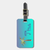 Niedlicher Palm Tree Blau und Lila Ober Gepäckanhänger (Vorderseite vertikal)
