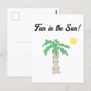 Niedlicher Palmenbaum und Beach Cartoon, Fun Sunny Postkarte