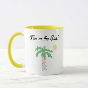 Niedlicher Palmenbaum und Beach Cartoon, Fun Sunny Tasse
