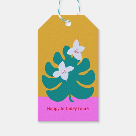 Niedlicher Palmenname Geburtstag moderne Blumenmar Geschenkanhänger (Vorderseite)