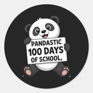 Niedlicher Panda 100 Tage in der Schule Runder Aufkleber