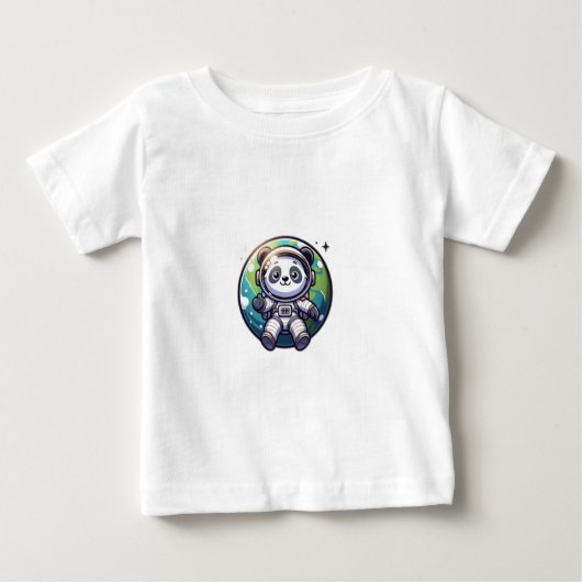 niedlicher Panda-Astronaut, der vor der Erde schwe Baby T-shirt (Vorderseite)